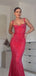 Sexy Spaghetti Strap Sleeveless Mermaid Satin Evening Prom Dresses Online, OLP868