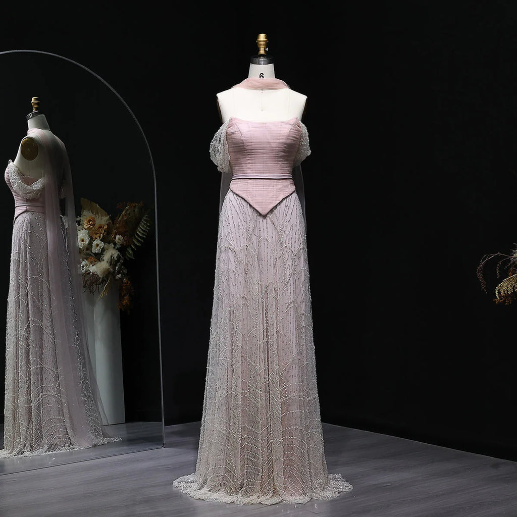 Elegant Pink Off-Shoulder Sleeveless A-Line Long Prom Dress Ideas, Evening Party Dresses ,OLP1196