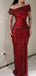 Shiny Red Off-Shoulder Mermaid Sequin Long Prom Dress Ideas, Evening Party Dresses, OLP1331