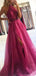Sexy Pink High-Neck A-Line Side Slit Long Prom Dress Ideas, Evening Party Dresses, OLP1286