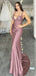 Elegant Pink Spaghetti Strap Mermaid Long Prom Dress Ideas, Evening Party Dresses , OLP1230