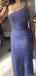 Shiny Blue One-Shoulder Mermaid Long Prom Dress Ideas, Evening Party Dresses, OLP1362