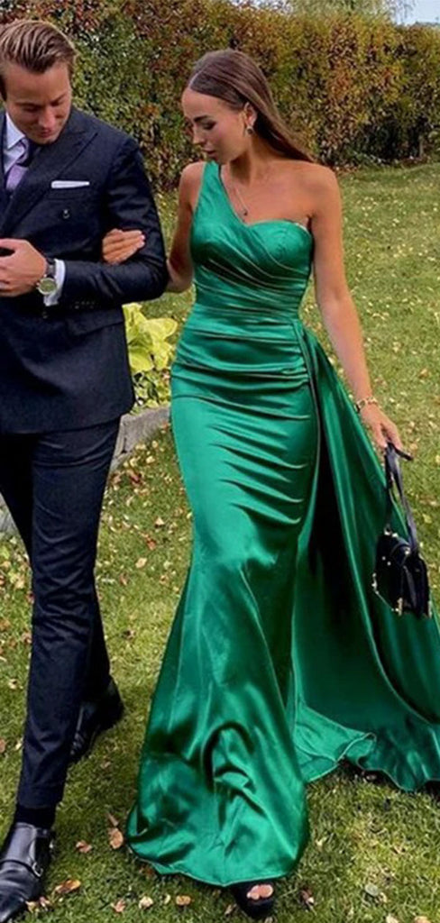 Elegant One-Shoulder Mermaid Long Prom Dress Ideas, Evening Party Dresses, OLP1260