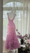 Elegant Pink Spaghetti Strap Mermaid Floral Long Prom Dress Ideas, Evening Party Dresses, OLP1278