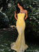 Elegant Yellow Spaghetti Straps V-Neck Memaid Long Prom Dress Ideas, Evening Party Dresses OLP1150