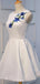 Elegant Jewel A-line White Short Satin Homecoming Dresses Online, HD0677