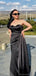 Simple Black Off the Shoulder Sweetheart Long Satin Bridesmaid Dresses Online, BG453