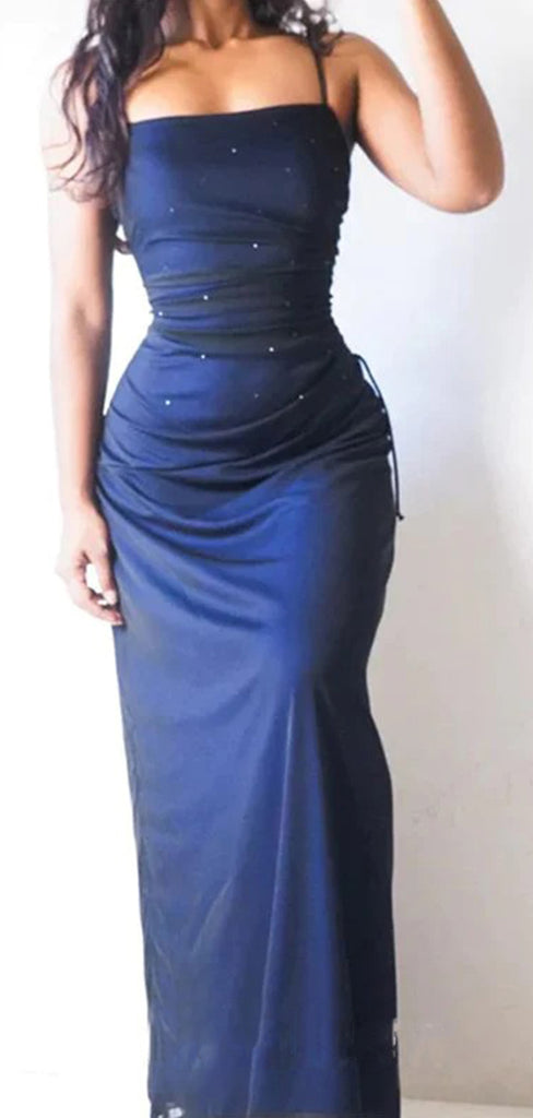 Elegant Spaghetti Straps Mermaid Royal Blue Long Evening Prom Dress Online, OL048