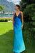 Sexy Spaghetti Strap Sleeveless Mermaid Satin Evening Prom Dresses Online, OLP1121