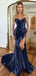 Elegant Blue Sweetheart Mermaid Side Slit Long Prom Dress Ideas, Evening Party Dresses, OLP1261