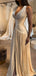 Elegant White V-Neck A-Line Long Prom Dress Ideas, Evening Party Dresses, OLP1388