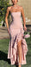 Elegant Pink Sweetheart Mermaid Side Slit Sleeveless Long Prom Dress Ideas, Evening Party Dresses, OLP1322