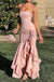 Elegant Pink Sweetheart Mermaid Side Slit Sleeveless Long Prom Dress Ideas, Evening Party Dresses, OLP1322