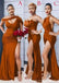 Simple Orange Mismatched Sleeveless Mermaid Long Bridesmaid Dresses Online, BG890
