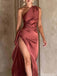 Elegant One-Shoulder Mermaid Side Slit Long Prom Dress Ideas, Evening Party Dresses , OLP1231