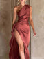 Elegant One-Shoulder Mermaid Side Slit Long Prom Dress Ideas, Evening Party Dresses , OLP1231