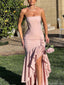 Elegant Pink Sweetheart Mermaid Side Slit Sleeveless Long Prom Dress Ideas, Evening Party Dresses, OLP1322