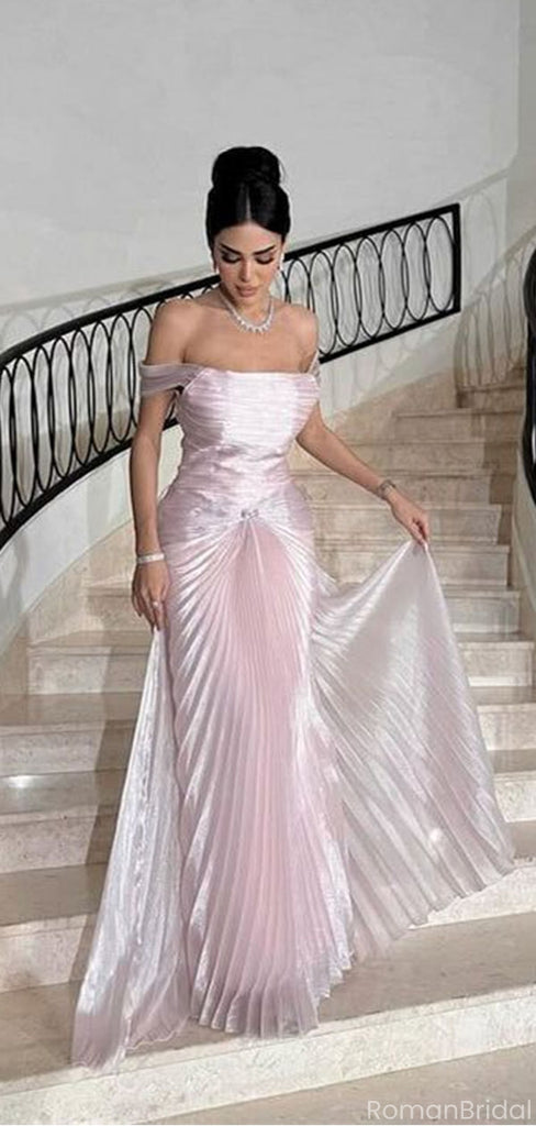 Elegant Pink Off-Shoulder Mermaid Long Prom Dress Ideas, Evening Party Dresses, OLP1401