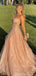 Shiny Pink Sweetheart A-Line Long Prom Dress Ideas, Evening Party Dresses, OLP1271