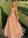 Shiny Pink Sweetheart A-Line Long Prom Dress Ideas, Evening Party Dresses, OLP1271