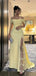 Elegant Yellow Off-Shoulder Mermaid Long Prom Dress Ideas, Evening Party Dresses, OLP1263