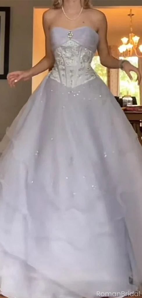 Unique White Sweetheart A-Line Long Prom Dress Ideas, Evening Party Dresses, OLP1390