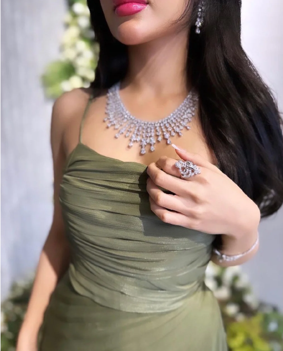Elegant Green Spaghetti Strap A-Line Long Prom Dress Ideas, Evening Party Dresses, OLP1352