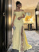 Elegant Yellow Off-Shoulder Mermaid Long Prom Dress Ideas, Evening Party Dresses, OLP1263