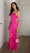 Soft Spaghetti Strap Sleeveless Mermaid Satin Evening Prom Dresses Online, OLP820