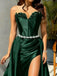 Elegant Green Sweetheart Mermaid Side Slit Long Prom Dress Ideas, Evening Party Dresses , OLP1226