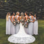 Elegant Gray V-Neck Sleeveless Mermaid Long Bridesmaid Dresses Online , BG880