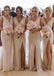 Elegant Beige V-Neck Sleeveless Mermaid Side Slit Long Bridesmaid Dresses Online, BG895