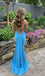 Sexy Spaghetti Strap Sleeveless Mermaid Satin Evening Prom Dresses Online, OLP1136
