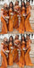 Elegant Off Shoulder Mermaid Burnt Orange Satin Long Bridesmaid Dresses Online, BG710