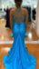 Sexy V-neck Sleeveless Mermaid Satin Evening Prom Dresses Online, OLP1139