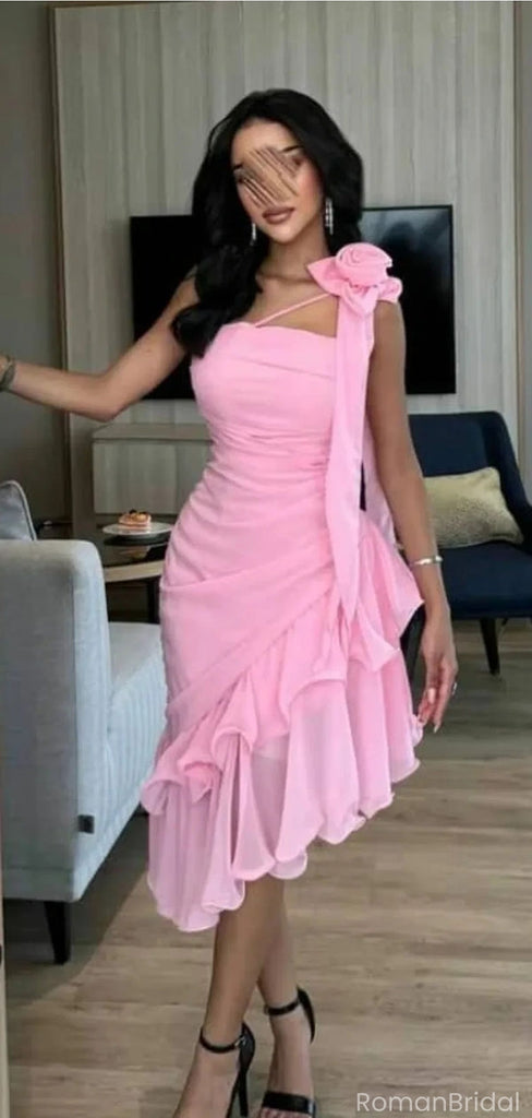 Elegant Pink One-Shoulder Mermaid  Sleeveless Long Prom Dress Ideas, Evening Party Dresses, OLP1326