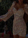 Shiny Sweetheart Long Sleeve Mermaid Sequin Short Homecoming Dresses For Party,HD1151