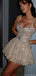 Shiny Spaghetti Strap A-Line Sequin Short Homecoming Dresses For Party,HD1152