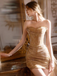 Shiny Gold Sweetheart Mermaid Short Homecoming Dresses For Party,HD1160
