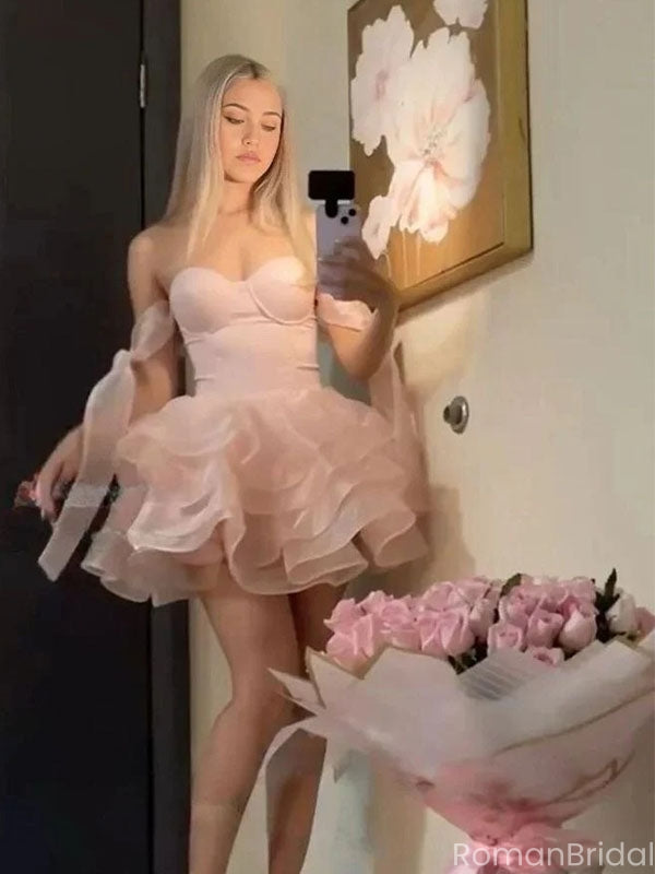 Sexy Pink Sweetheart A-Line Short Homecoming Dresses For Party,HD1163