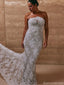 Sexy White Sweetheart Lace Mermaid Long Wedding Dresses With Sweep Trailing,WD0563