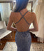Sparkly Spaghetti Straps Off the Shoulder Green Mermaid Prom Dresses with Side Slit, OL007