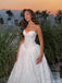 Sexy White Sweetheart Sleeveless A-Line Lace Long Wedding Dresses With Sweep Trailing,WD0554