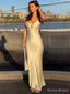 Soft Spaghetti Strap Sleeveless Mermaid Satin Long Prom Dresses Online, OL507