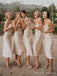 Simple Spaghetti Straps Scoop Neck Knee Length Bridesmaid Dresses, BG222