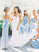 Simple Light Blue Halter Sheath Bridesmaid Dresses, BG225