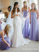 Elegant Sweetheart A-line Sleeveless Chiffon Lilac Bridesmaid Dresses, BG239