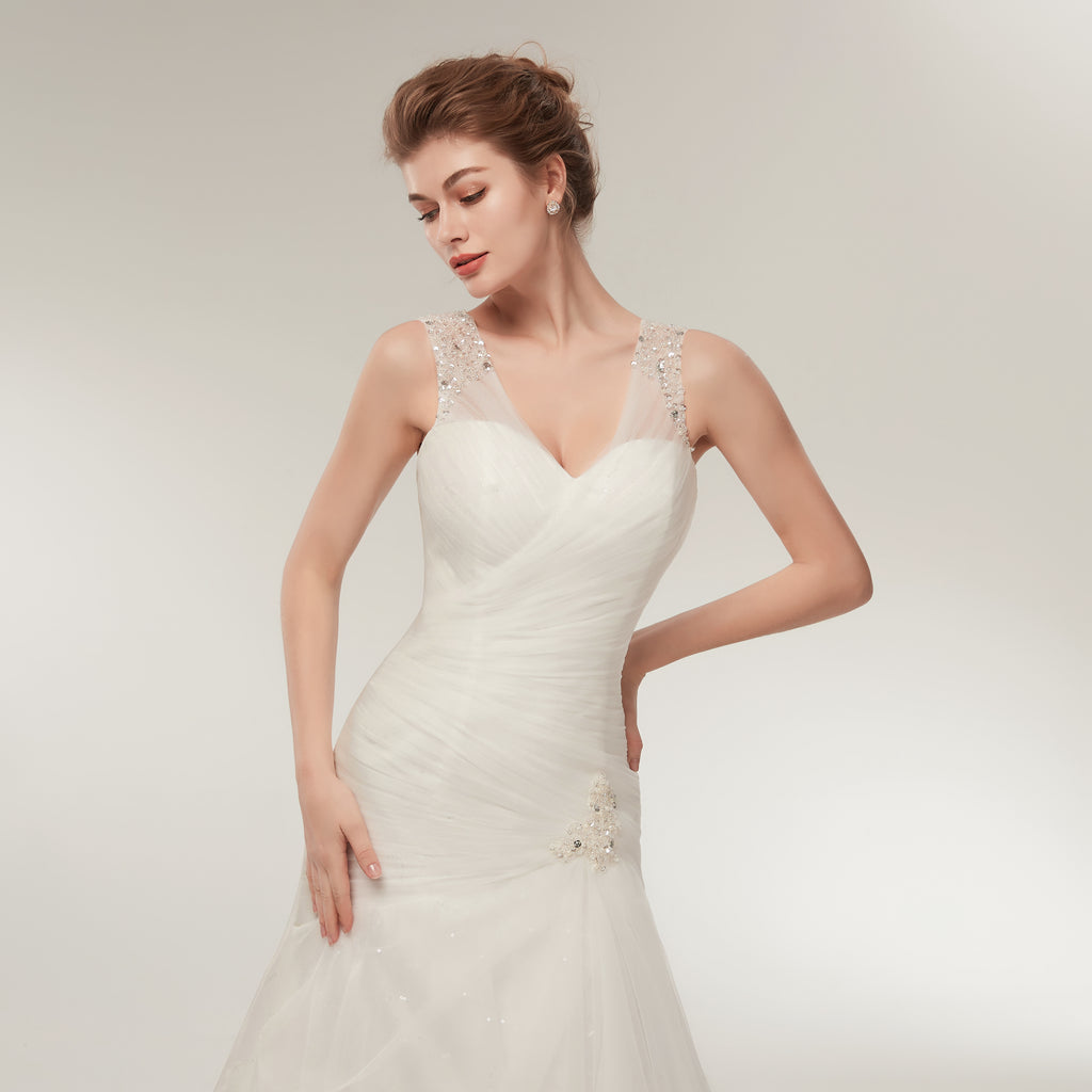 Mermaid Sweetheart Beading Elegant Wedding Dresses With Pleats WD0459