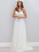 A-Line Spaghetti Straps Sweep Train Sleeveless White Beach Wedding Dress, WD0328