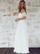 A-Line Modern Floor-length Off-the-Shoulder Short Sleeves Lace Beach Wedding Dress, WD0329